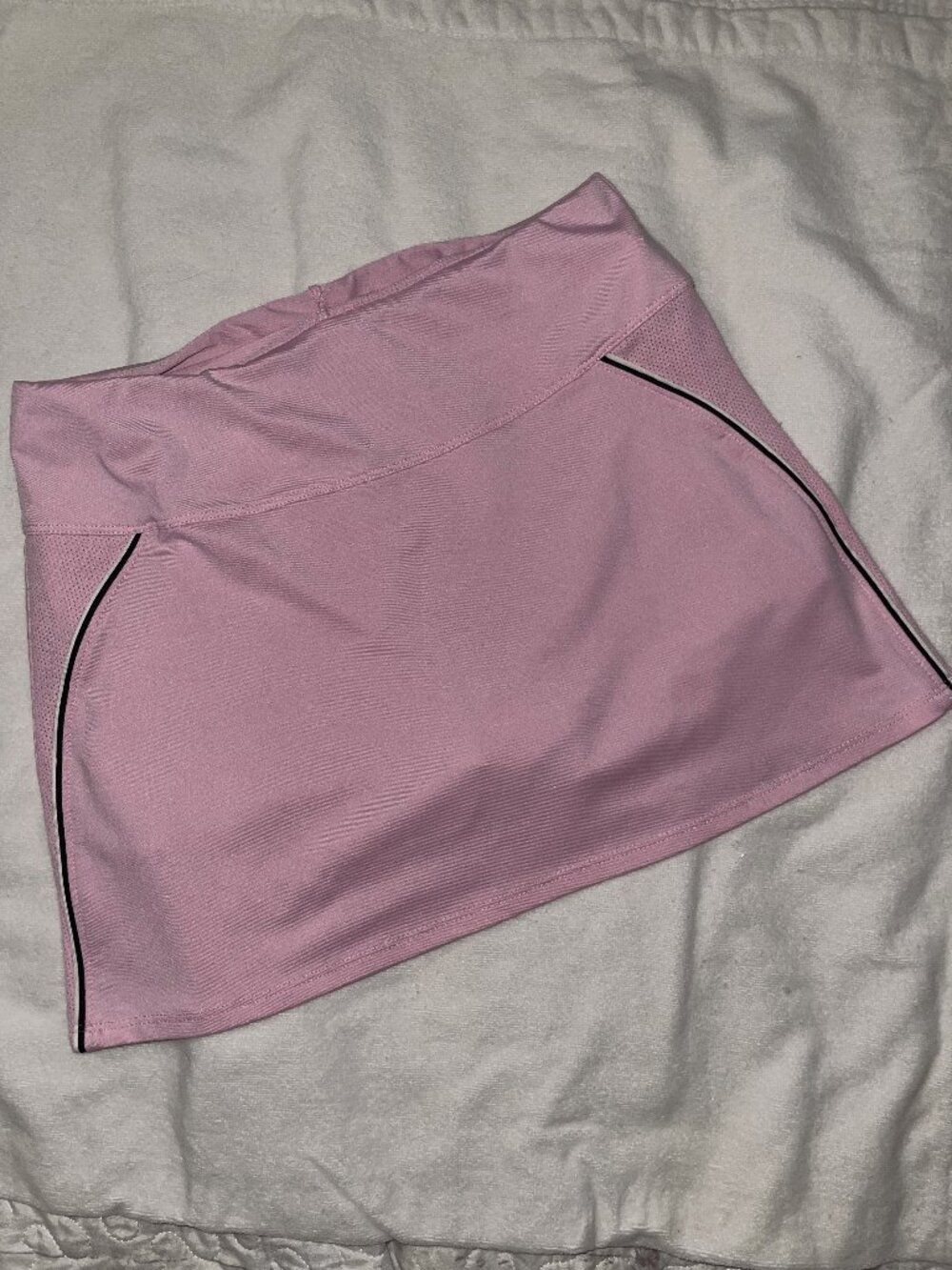 Pastel Pink Skort w/ White + Black pin stripe side detail